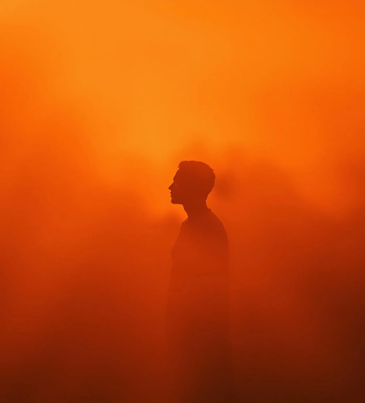 Atmospheric orange portrait