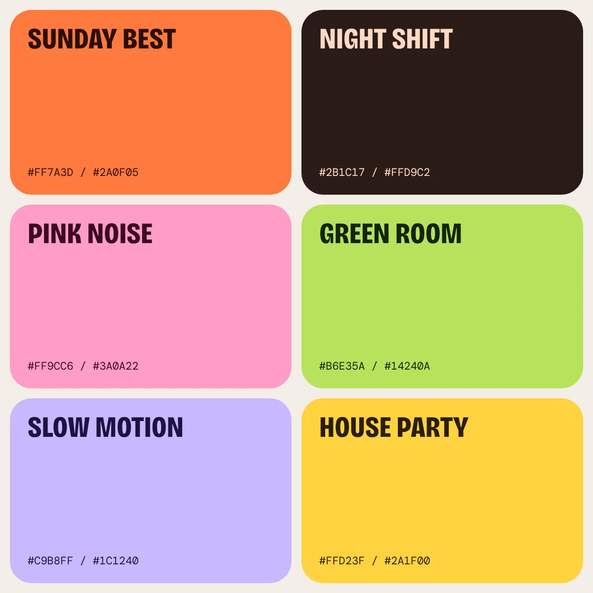 Nubo’s six coffee colours, each with its ink