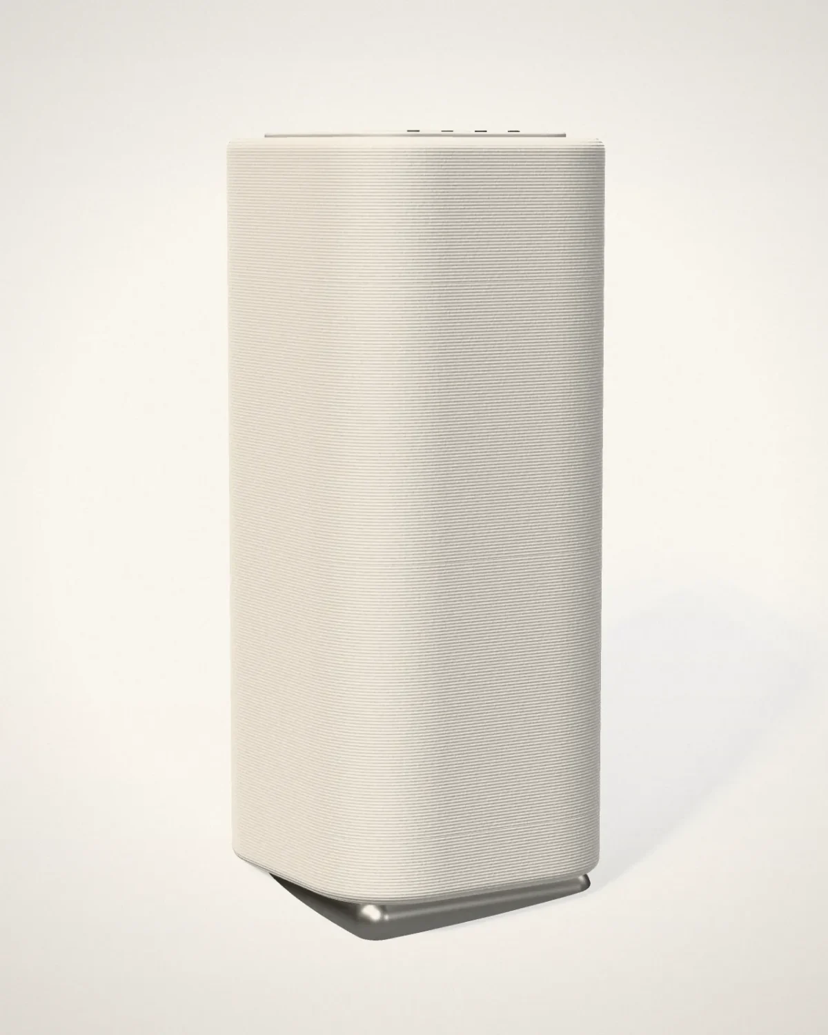 3D render of the speaker in Chalk on a pale grey sweep