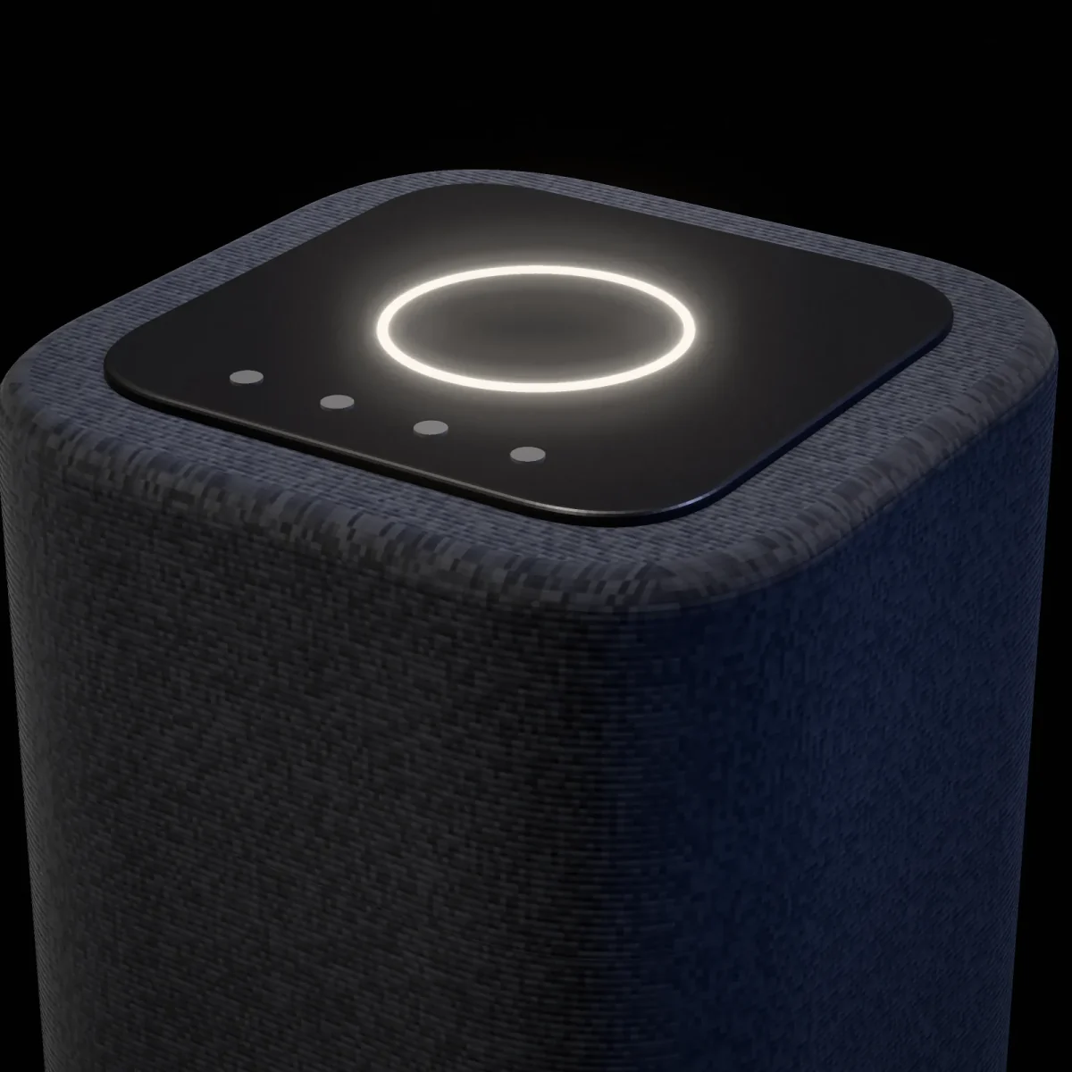 3D render of the speaker’s top panel and glowing light ring